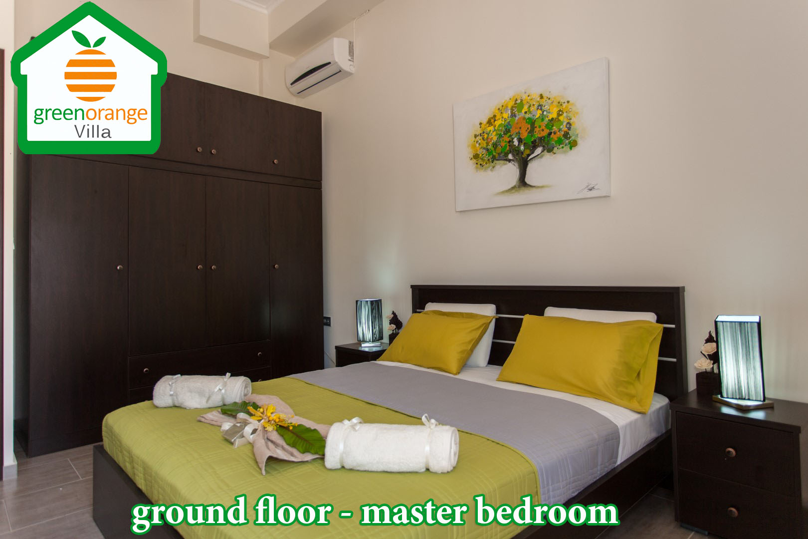master bedroom for resnt, Green Orange Villa chania Crete Greece, rental home