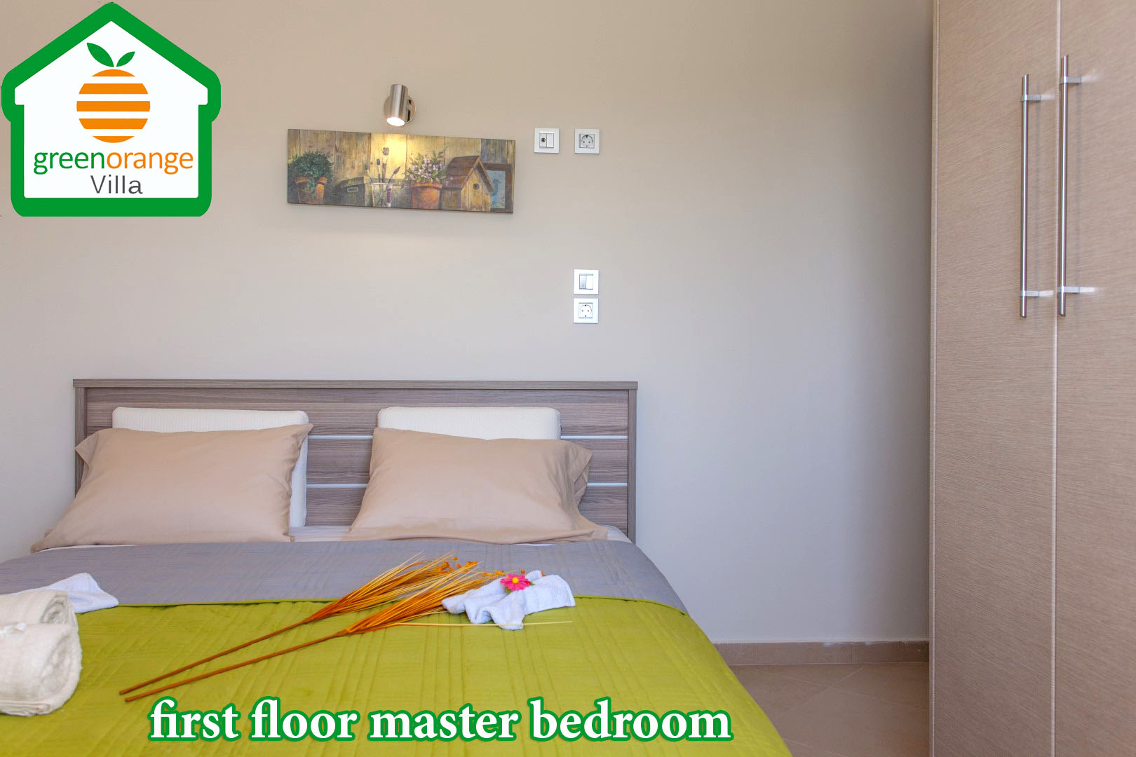 family bedroom for rent green orange villa hania crete greece